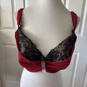Adore Me Womens Bra Plus 42H Sexy Love Date Night Black Lace Intimate Red